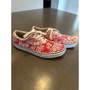 Vans Off The Wall Mens Sneakers Red White Spell Out Lace Up Low Top Shoes 9.5 M